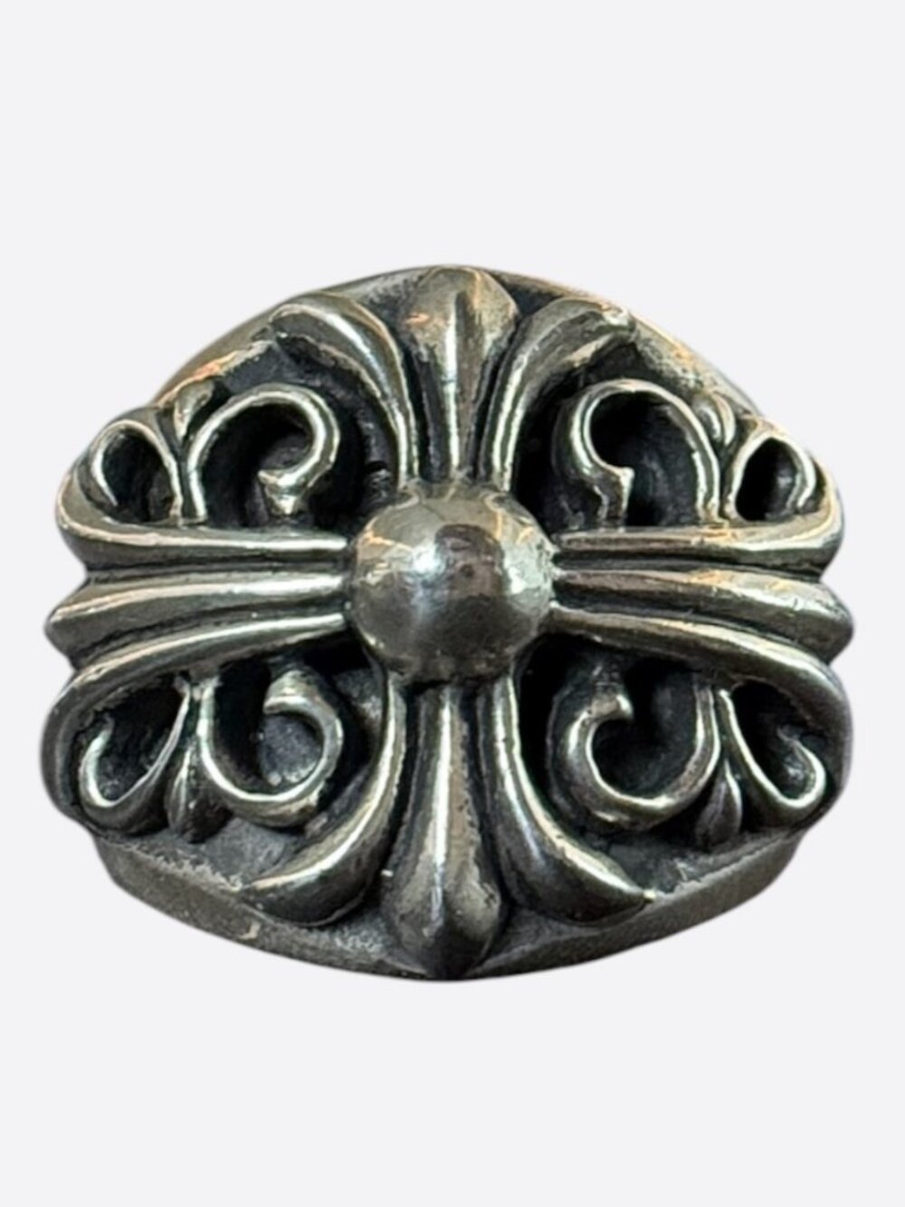Chrome Hearts Silver Keeper Cross Floral Ring